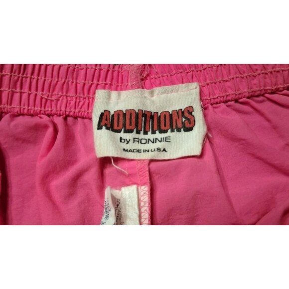 Vintage 80s ADDITIONS BY RONNIE Neon Pink Nylon Shorts Womans M - Picture 6 of 8